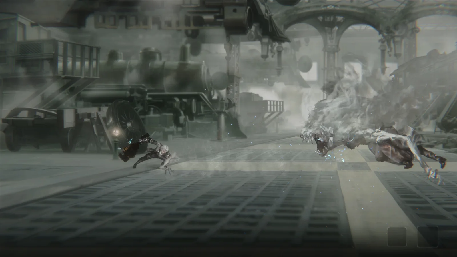 Dynamic action scene from Vapor World: Over The Mind featuring a character and a ghostly creature