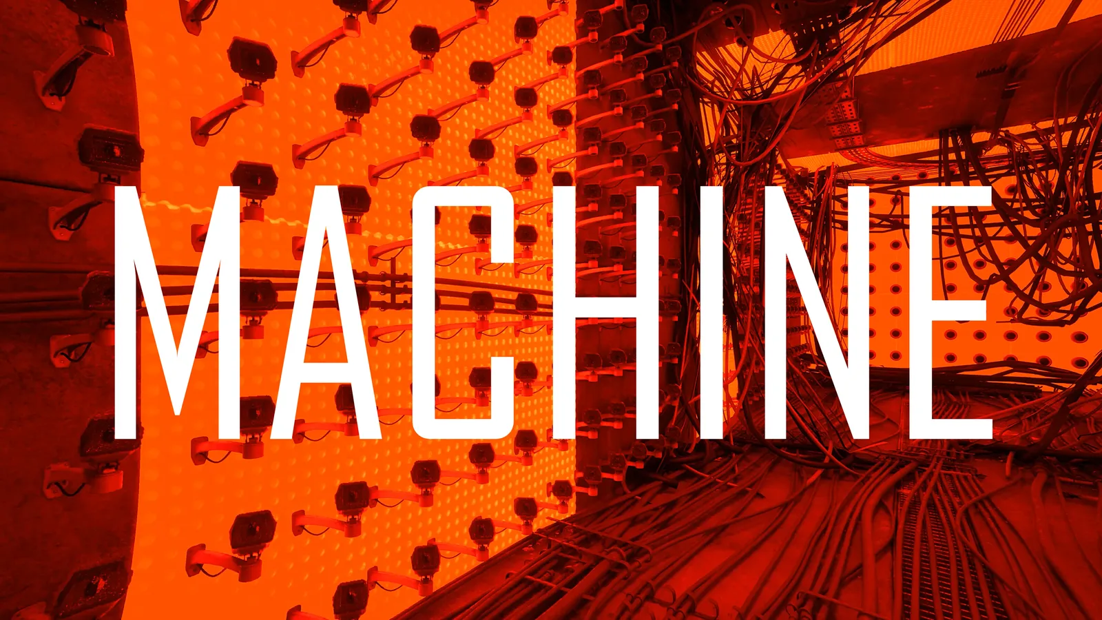 Futuristic machine environment with intricate wiring and glowing panels