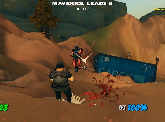 Action-packed scene from A2K: Jet Strikers featuring combat and movement.