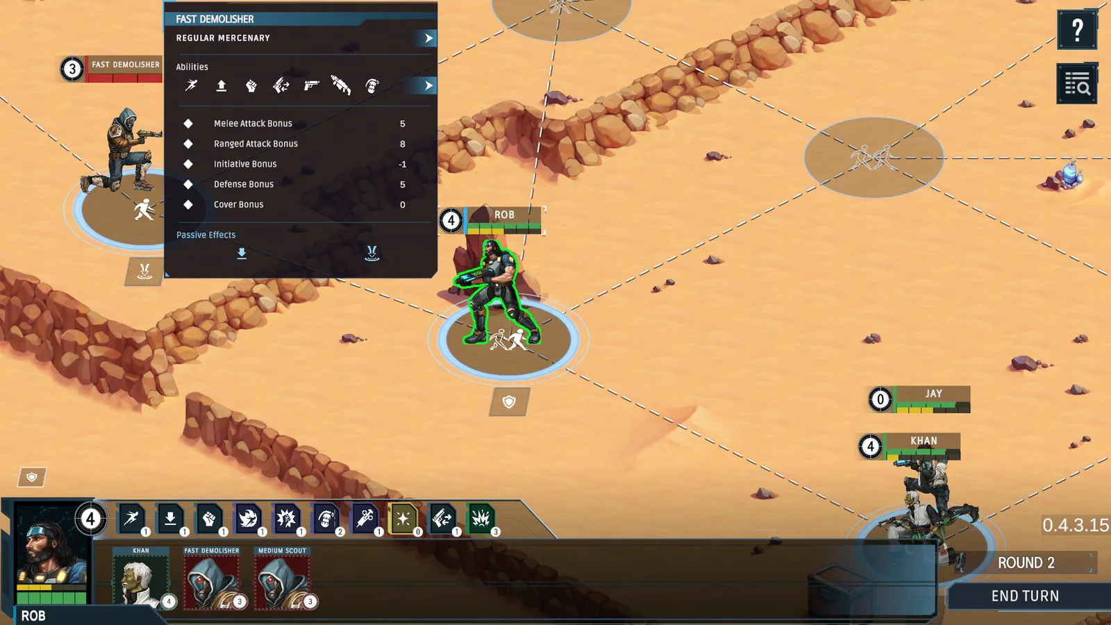 Strategic gameplay scene from Frontier: Path of Shadows with character actions displayed