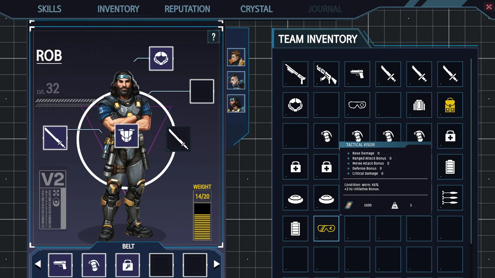 Character inventory screen showcasing gear and stats in Frontier: Path of Shadows