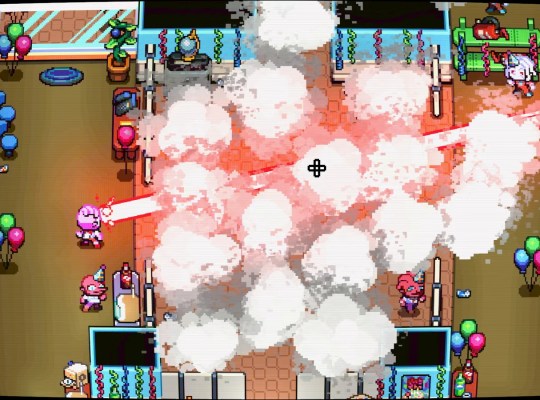 Intense action scene from Laser Guy featuring lasers and explosions