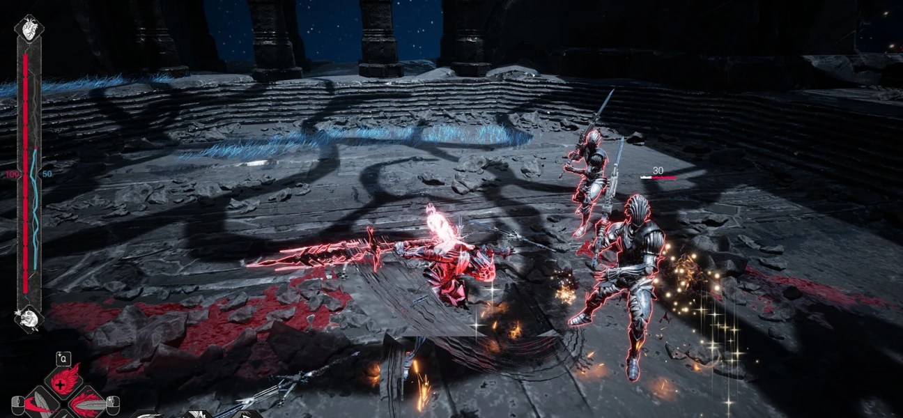 Intense combat scene in Mercy Incore featuring dynamic character action