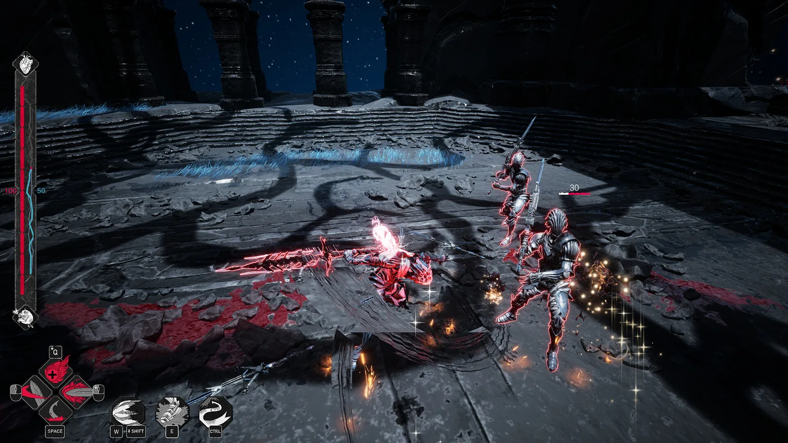 Intense combat scene in Mercy Incore featuring dynamic character action