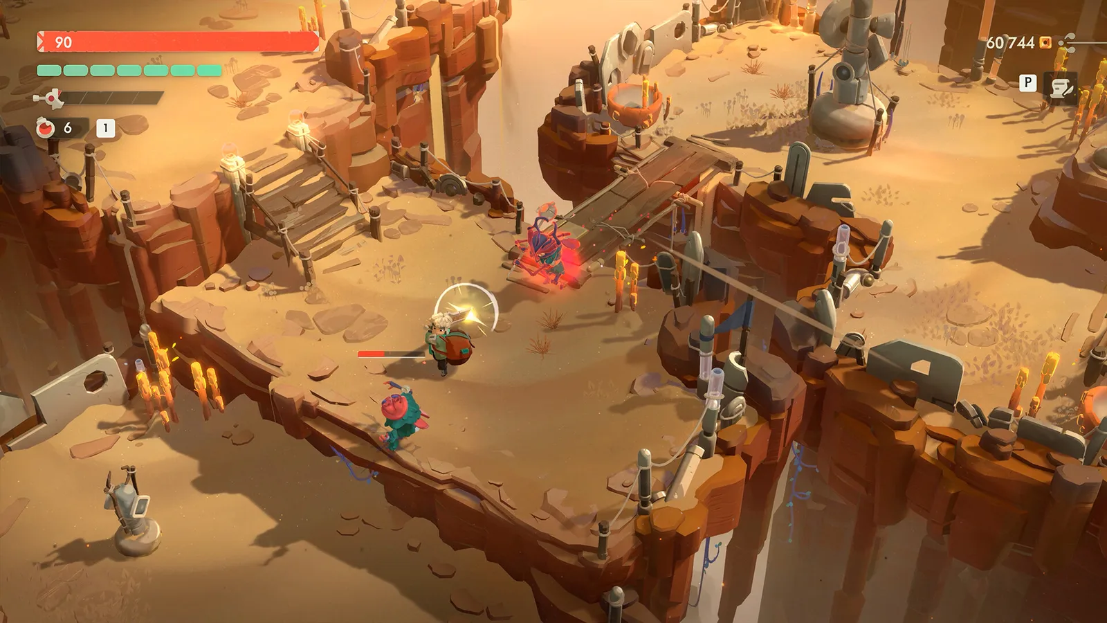 Gameplay scene from Moonlighter 2: The Endless Vault showcasing combat and exploration.