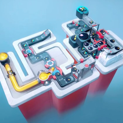 Colorful puzzle layout from puzzlez – a shapez game showcasing intricate mechanics.
