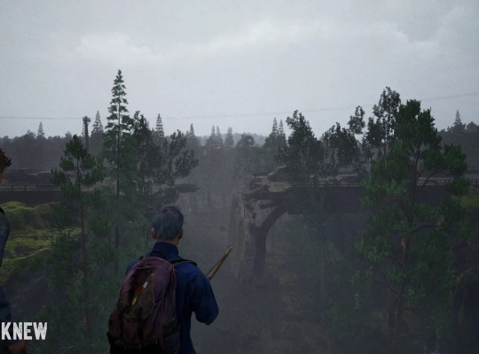 Two characters overlooking a misty landscape in The Dead We Knew game.